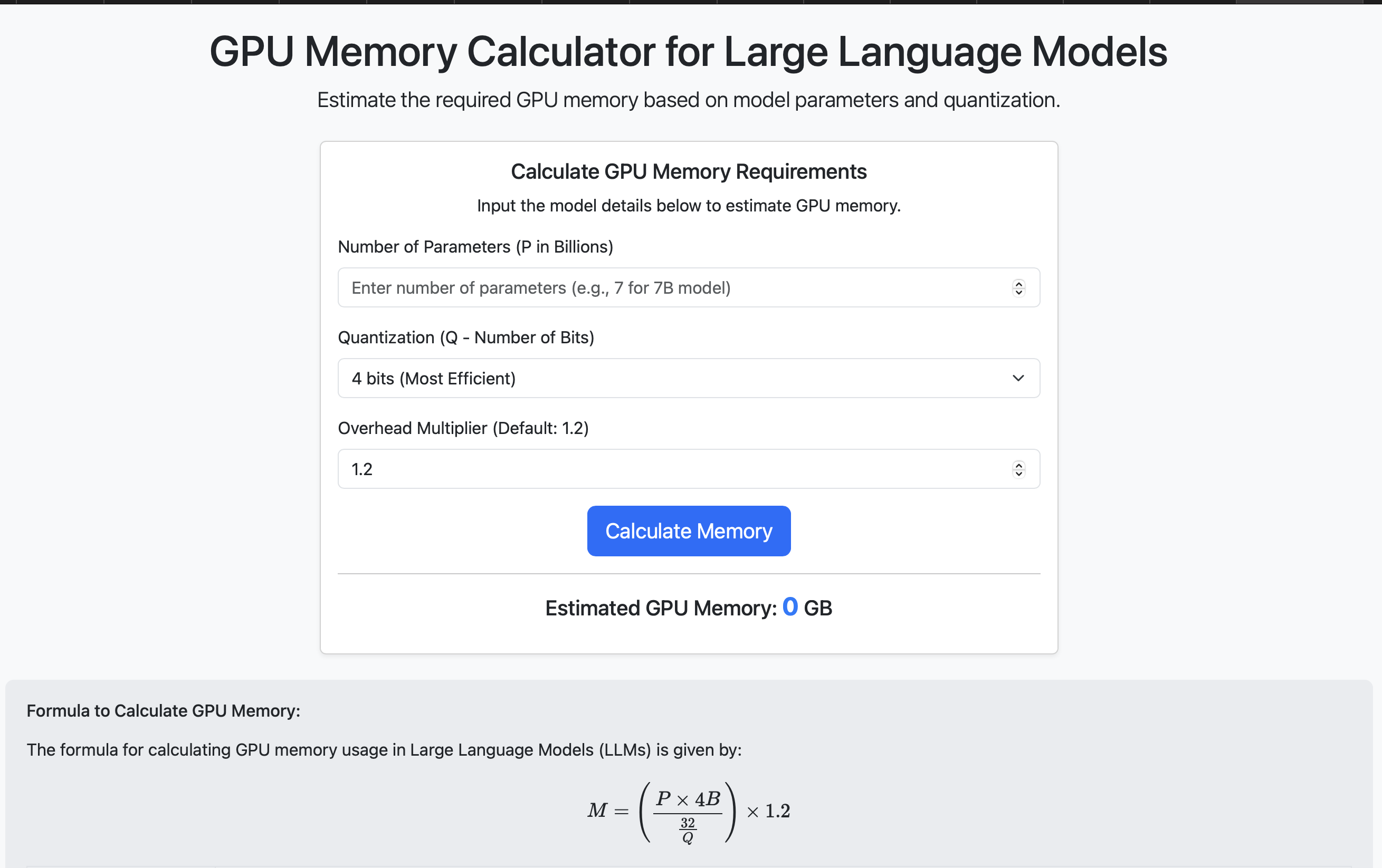 GPU Memory Estimator